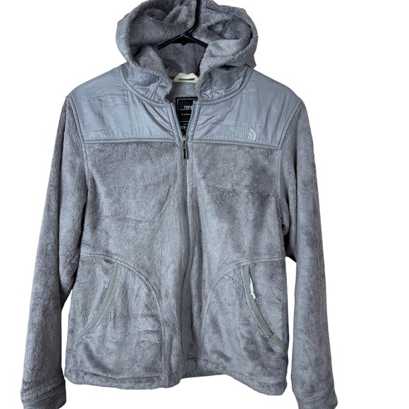 The North Face Fleece Full Zip Up Jacket Womens Gray Hooded Soft Medium - Picture 1 of 12